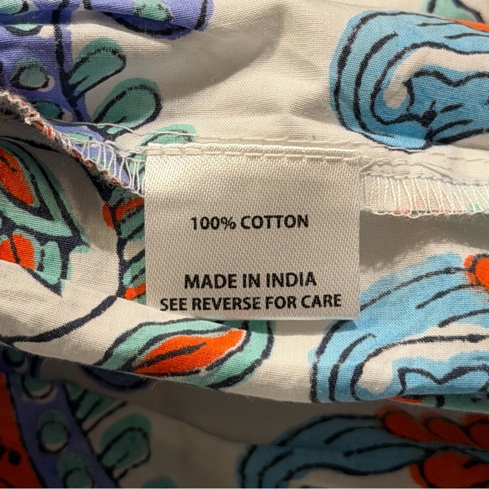 Tuckernuck Size Small Teal Seagrass Print Kenzo Mini Dress Cotton Boho Brunch - Picture 4 of 7